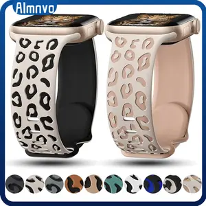 [Tali Jam] Silicone Strap for IWatch Lucu 49mm 46mm 42mm 45mm 44mm 42mm 41mm 40mm 38mm Printed Soft Sport Rubber Leopard Print Jam Iwatch Wanit Band Smartwatch for Apple Watch Series 11 10 9 8 7 6 5 4 3 2 1 SE 2 3 Ultra T800 Pro Max S8 S9 Ultra 8