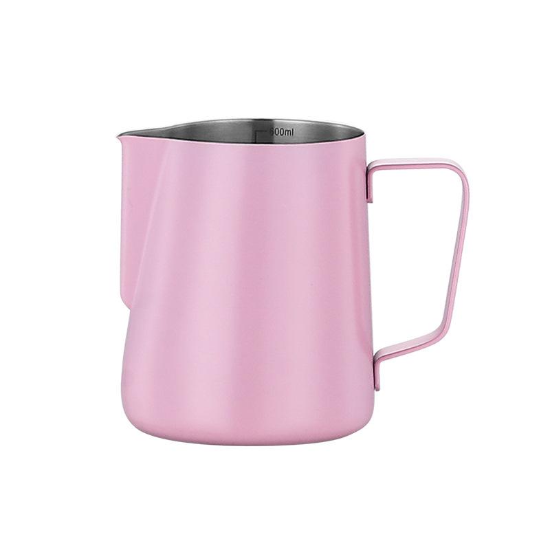 Product Introduction of Japanese style 304 stainless steel latte art jar, colorful latte art cup, milk cup, hand brewed milk foam cup, coffee product set 4
