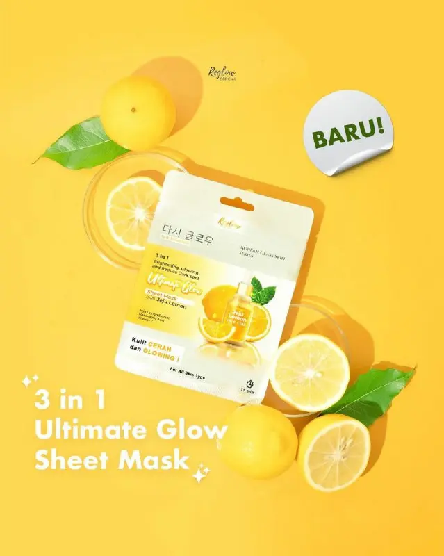 3 in 1 Ultimate Glow Sheetmask with Jeju Lemon Sheet Mask Reglow Original BPOM By Dr Shindy Putri 2