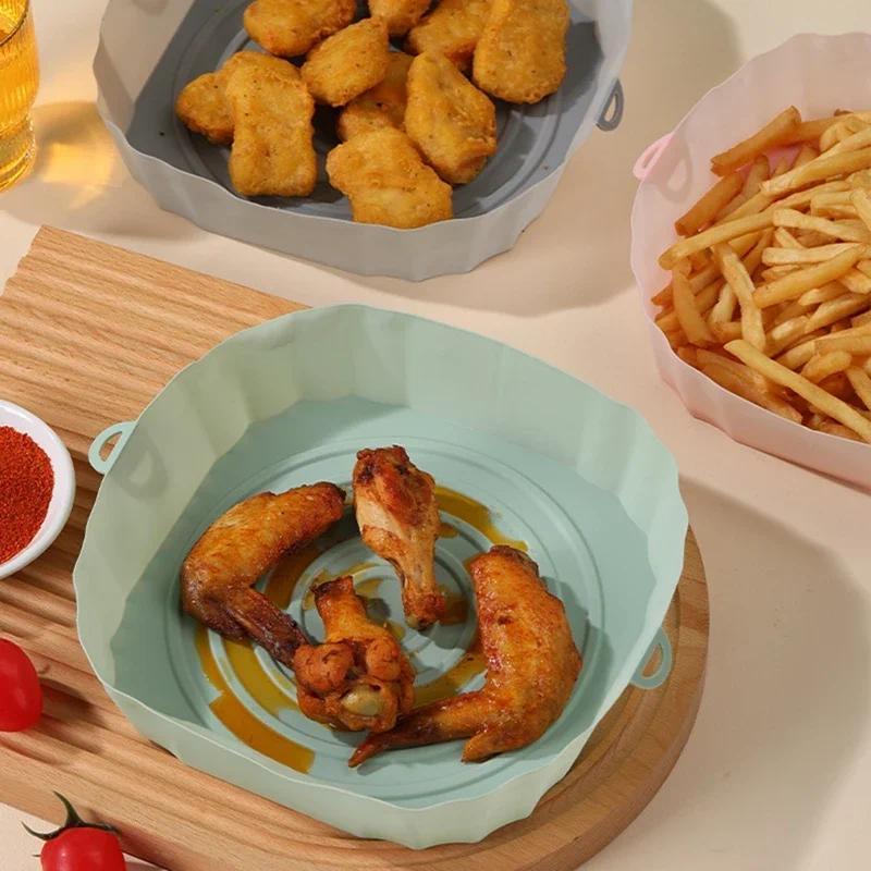 Product Introduction of Air Fryer Pan Silicone Basket Airfryer Oven Baking Silicone Tray Reusable Airfryer Pot Pan Liner Mold Pizza Fried Chicken Tools 1