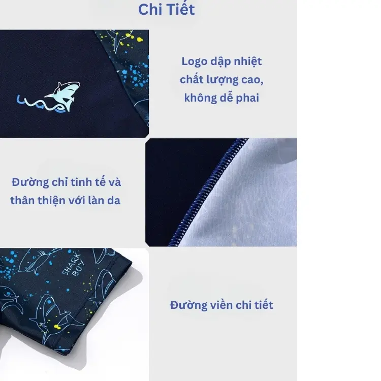 Đồ bơi bé trai họa tiết cá mập kiểu dáng thể thao hàng chính hãng YUKE mẫu mới 2023 cho bé tới 45kg 6