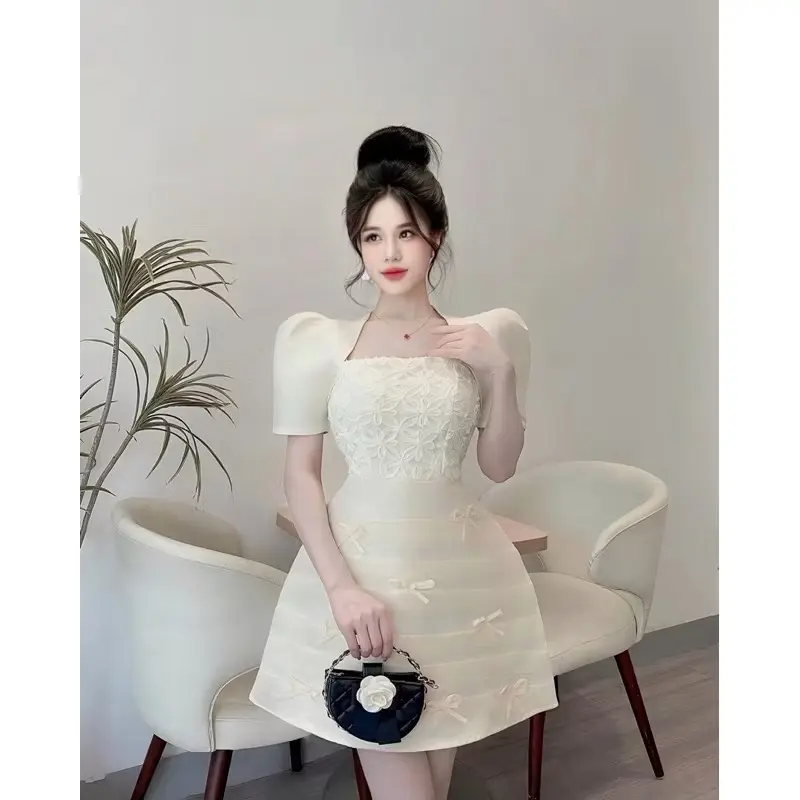 Đầm thiết kế tay bồng phối ren xinh 3 màu 8