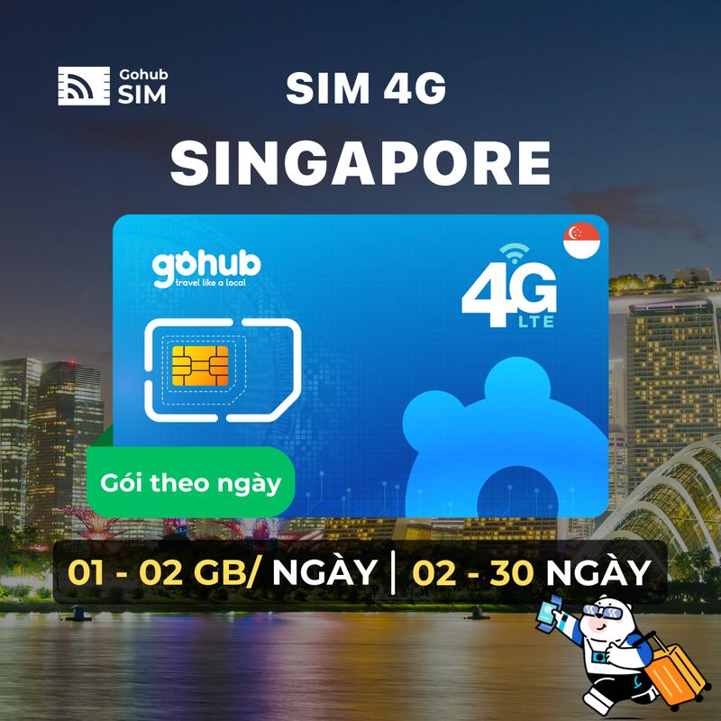 [GOHUB] SIM 4G du lịch Singapore - Gói theo ngày (02 - 30 ngày) - Tặng kèm que chọc SIM
