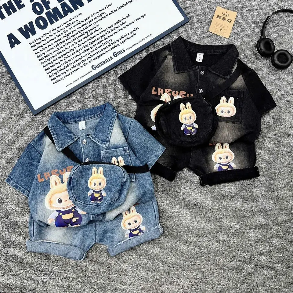(7-21kg) [TẶNG KÈM MẮT KÍNH] SET JEAN LUXUBU 3 CHI TIẾT CHO BÉ FOM ÔM TĂNG SIZE