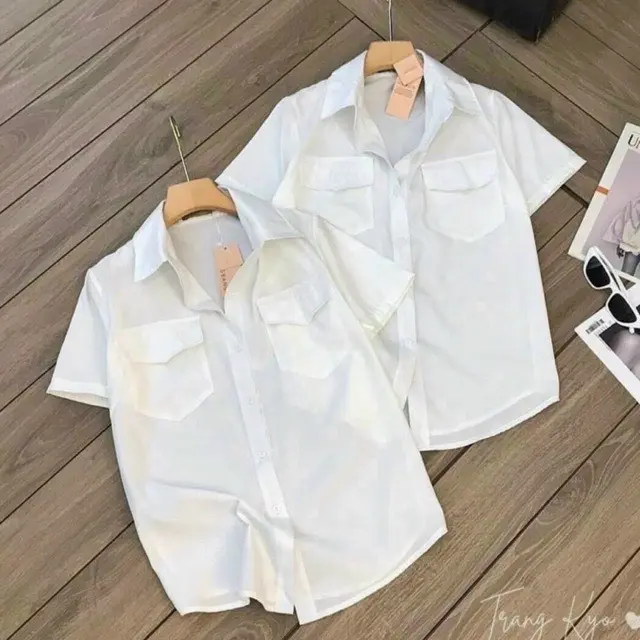 Áo sơ mi cộc tay 2 túi trước