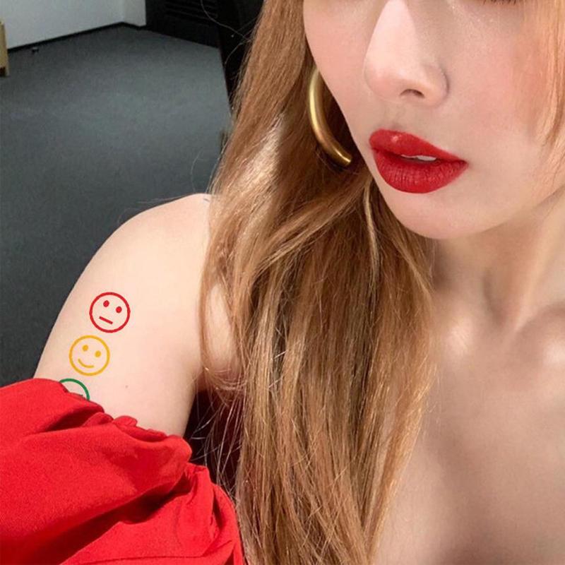 Product Introduction of 1sheet Hyuna Tattoo Patch Colorful Smiley Face Tattoo Stickers Waterproof Colorfast Long Time South Korean Entertainment 23