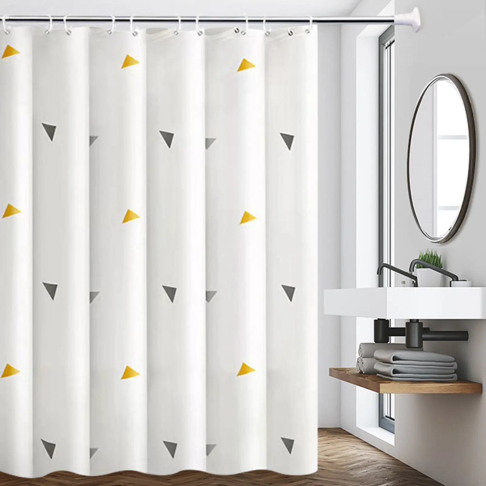 1 Set Shower Curtain Easy Installation Shower Partition Tear-resistant Waterproof Bathtub Curtain for Home Bathroom