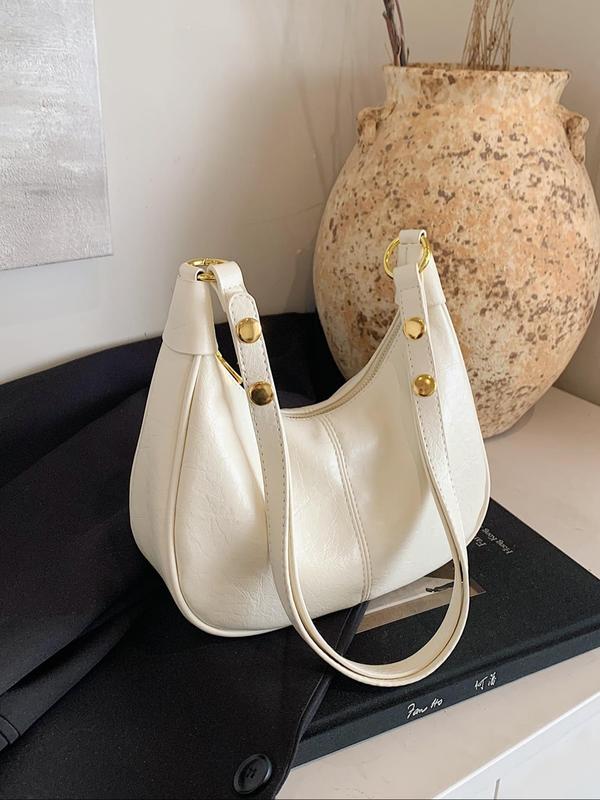 New Women's Simple Solid Color Zipper Shoulder Lux Bag, Fashionable Versatile Underarm Bag, All-match Hobo Bag for Daily Used, Bags for Women 8