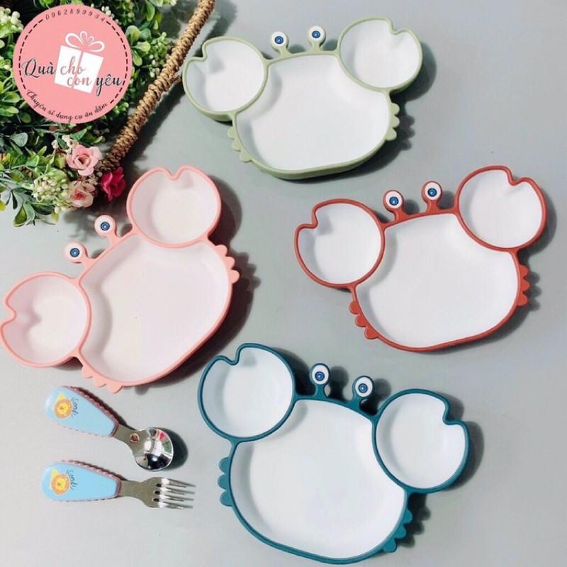 Khay ăn dặm Silicon có đế hút chống lật hình con vật ngộ nghĩnh cho bé ăn dặm