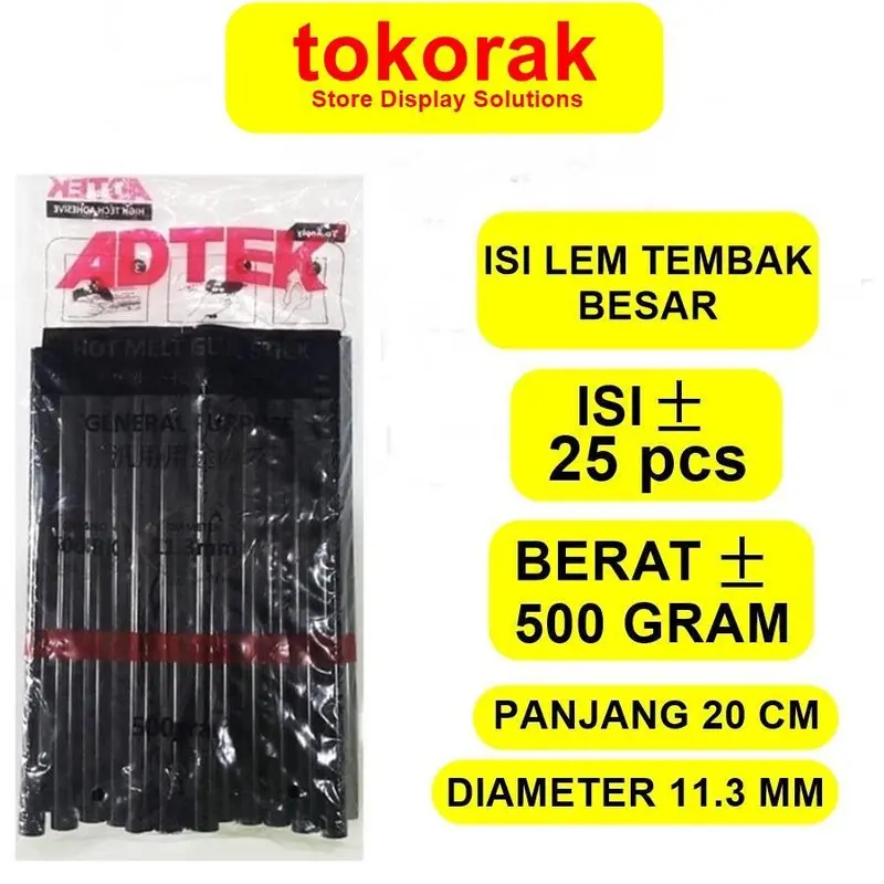 (COD) PROMO ADTEK - GLU STIK BESAR HITAM - ISI REFILL LEM TEMBAK BAKAR 11,3MM X 20CM HITAM - HOT MELT GLUE STICK BESAR HITAM 0