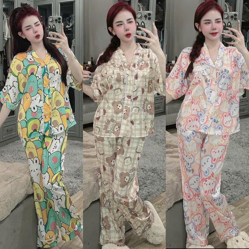  Đồ bộ cánh dơi lụa latin thiết kế mới dể thương  đồ bộ nữ mặc nhà thoải mái  pijama nữ lụa mịn mát  size dưới 60kg  đồ bộ pizama áo cánh dơi lụa 
