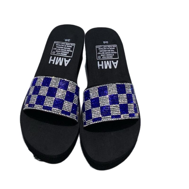 Dép quai ngang đính đá đế xốp đúc 5cm - 7cm - 9cm - 12cm ( chân tròn , đầy tăng 1 size ) 5