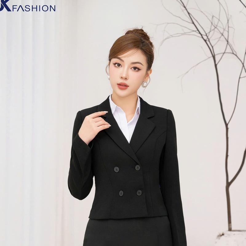 Áo Vest Công Sở Nữ NK Fashion Thiết Kế Dáng Lửng Dài Tay Thanh Lịch, Basic UKAK2210002