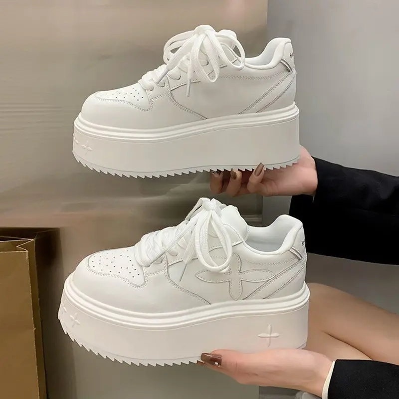 Giày Nữ Thể Thao Full Trắng Độn Đế 6cm FullBox Cao Cấp FUUTARA Sneaker Sport 1