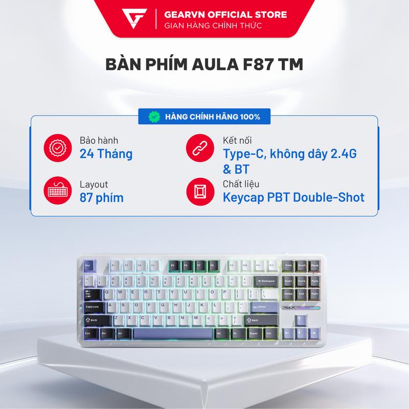 HÀNG CHÍNH HÃNG Bàn phím AULA F87 TM Gaming - 3 Mode Kết Nối - GEARVN - AULA - BẢO HÀNH 24 THÁNG
