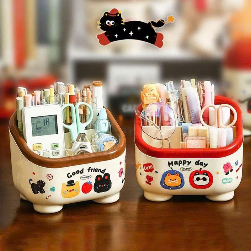 Có kèm STICKER Hộp đựng bút Điều khiển Cọ trang điểm đa năng để bàn học bàn làm việc mẫu mới AB01