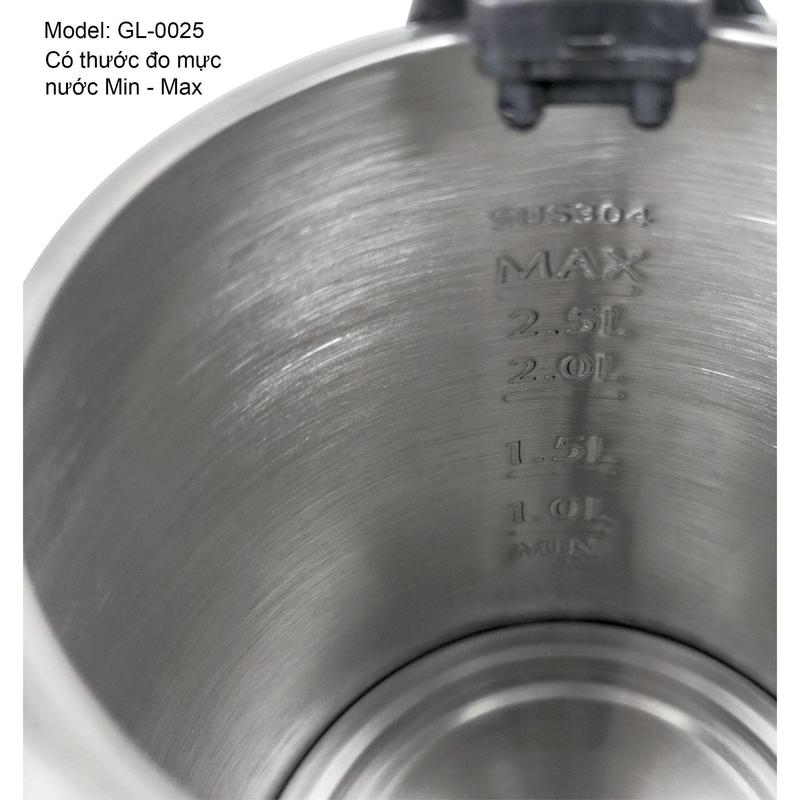 [Chính hãng] [HỎA TỐC] Ấm siêu tốc Gali GL-0025 2.5 lít 2150W thép không gỉ bảo hành 24 tháng 3