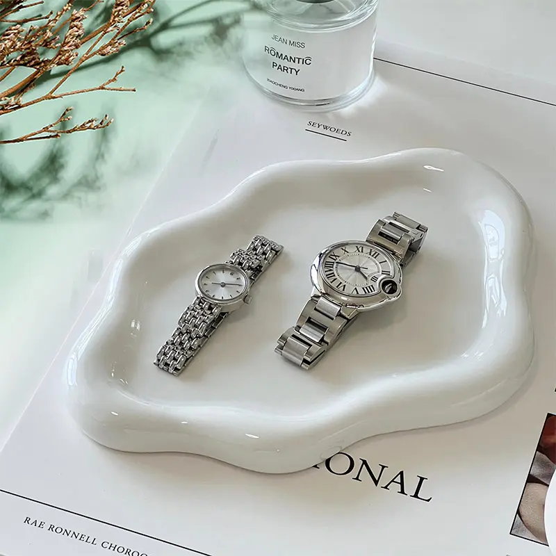 Jewelry Dish For Women, Jewelry Tray Trinket Tray Dish, Cloud Shape Ceramic Plate, Watch Keys Tray Ring Dish Holder For Mother'S Day/Christmas/Thanksgiving/Birthday Gift