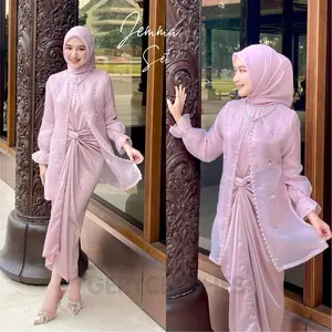 NEW JEMMA ORGANZA ONESET ROK LILIT PREMIUM READY JUMBO SETELAN KONDANGAN OUTFIT PESTA WISUDA LEBARAN KEKINIAN GAMIS MUSLIM WANITA KEBAYA BRIDESMAID