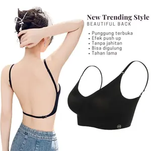 Luxuryunderwear Bra Backless Wanita Seamless Pakaian Dalam Bh Wanita Punggung Terbuka Tanpa Kawat L062 Busa Tipis Kemben Crop Nyaman Motif