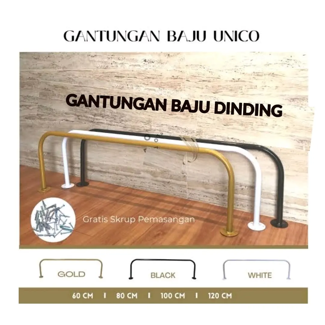 gantungan baju gawang tembok Besi Pakaian Besi Putih Jemuran