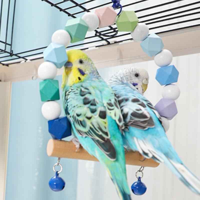 Product Introduction of Colorful Wooden Bird Perch Stand, Parrot Paws Grinding Stick Parrots Swing Toy, Bird Cage Hanging Decor for Budgie Parakeet Cockatiel Lovebird, Bird Supplies 15