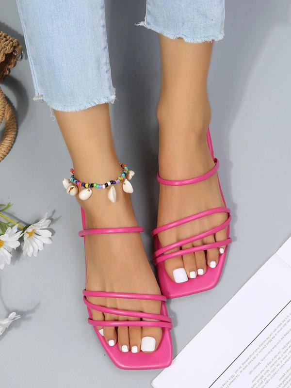 Women's Fashionable Transparent Strap Design Sandals, Casual Square Toe Sandals for Beach Vacation, Boho Style Sandals for Women & Girls, Summer 4