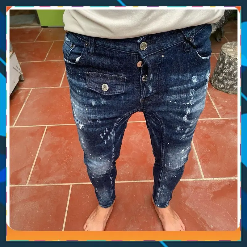 Quần jean nam DS, Q ống khoá vảy sơn ( CÓ HỘP ) Menswear Kem 3