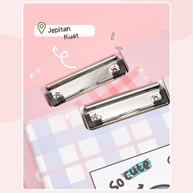 TOPER Papan Ujian Klip Papan Jalan Clipboard Estetik Asthetic Karakter Lucu Berwarna Kertas A4 Full Color 6