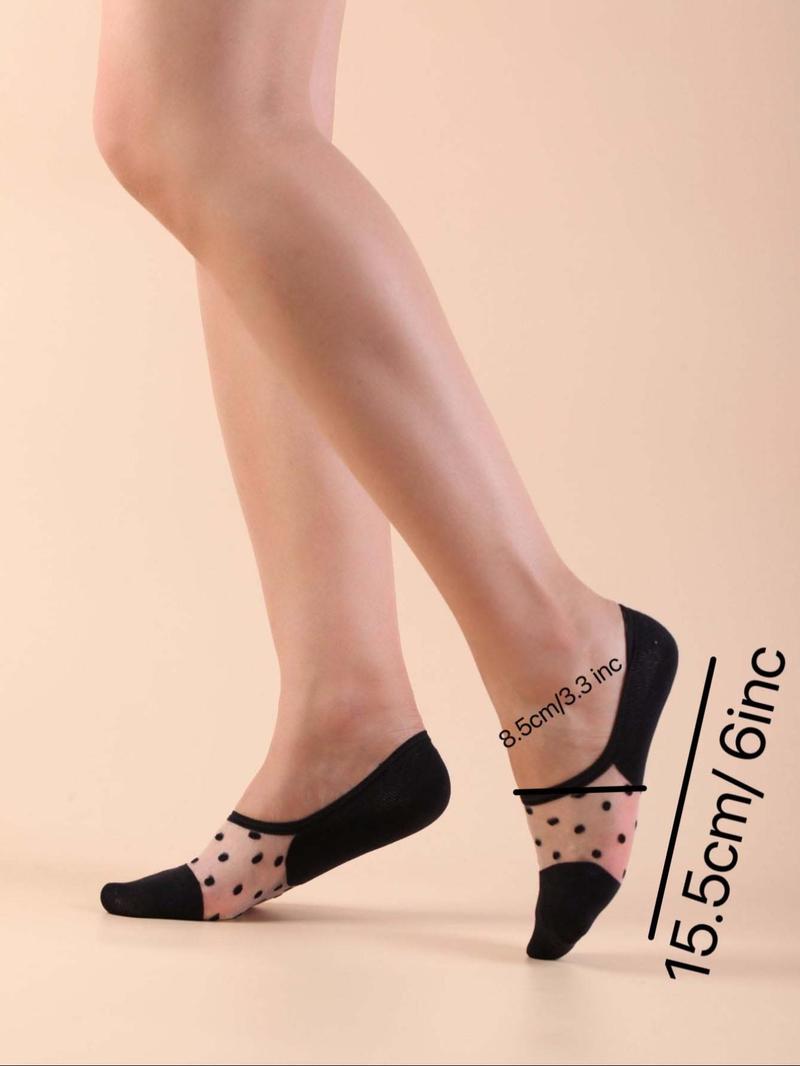 Product Introduction of Women's Polka Dot Pattern Contrast Mesh Ankle Socks, Casual Moisture Wicking Low Cut Socks, Soft Comfy Breathable Socks for All Seasons Daily Wear 3