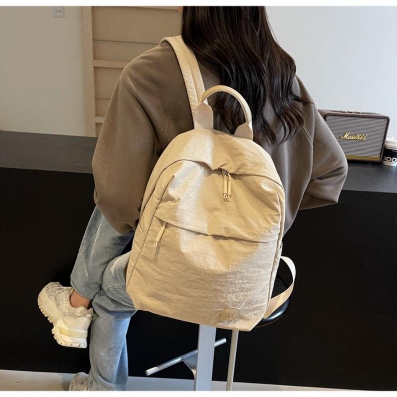 Product Introduction of Fashion Solid Color Lightweight Backpack Nylon Soft Shoulder Bag Large Capacity Travel Backpack 10