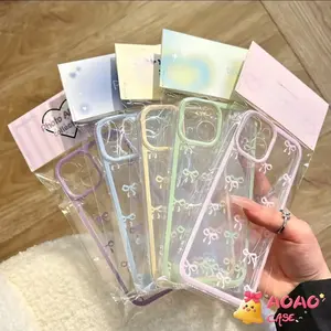 Case HP Untuk Oppo A3X A3PRO A17 A7 A9 A3s A15 A60 A38 A12 A5s A16s A58 A78 A18 A16 A79 A77 A53 A17k A98 A96 A54s A77s A76 A74 Reno 12 12F 11 8T Romance Cartoon Macaron Bow Knot Transparan Soft TPU Back Cover