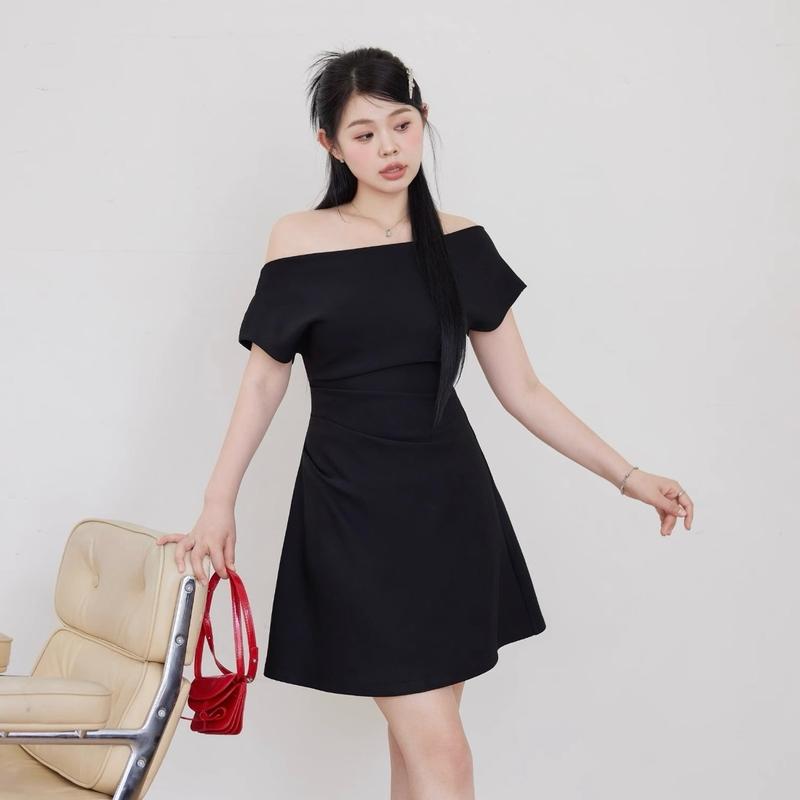 Đầm trễ vai dáng ôm ngắn đen/kem/ đỏ bigsize N1- Orimi Nữ Women
