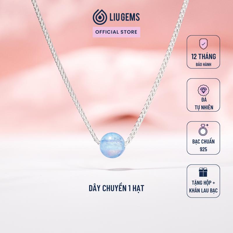 Dây Chuyền Bạc 925 Nữ Liugems 1 Hạt Size Nhỏ Tinh Tế Mix Đá Phong Thuỷ Tròn DC01 (Mua một, tặng một hộp đựng trang sức + một khăn lau bạc miễn phí)