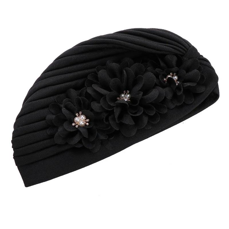 Product Introduction of Fashion Women Diamonds Flower Turban Cap Soild Color Muslim Headscarf Bonnet Inner Hijabs Arab Head Wraps Hat 16
