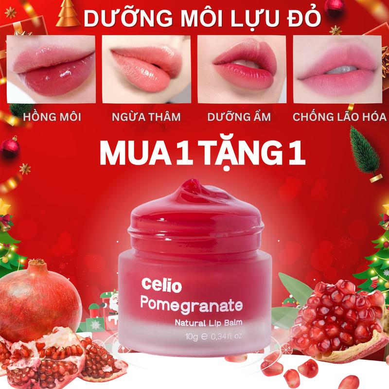 [ MUA 1 TẶNG 1 ] Son Dưỡng Mặt Nạ Ủ Môi Ngủ Hồng Môi Lựu Đỏ 10gr Celio Giúp Giảm Thâm, Hồng Môi Dưỡng Ẩm Căng Mọng - Nữ, Women