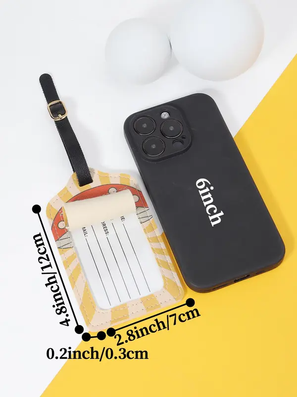 Cartoon Airplane Pattern Luggage Tag, Lightweight Backpack Tag, Suitcase Tag, Travel Bag Tag, Identification Tag, Leather Tag 1