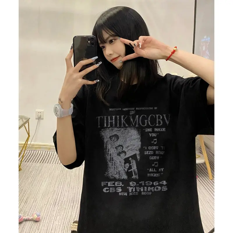 Áo thun nữ vintage đen thời trang nữ bigsize unisex tee 100%cotton Top Women 0