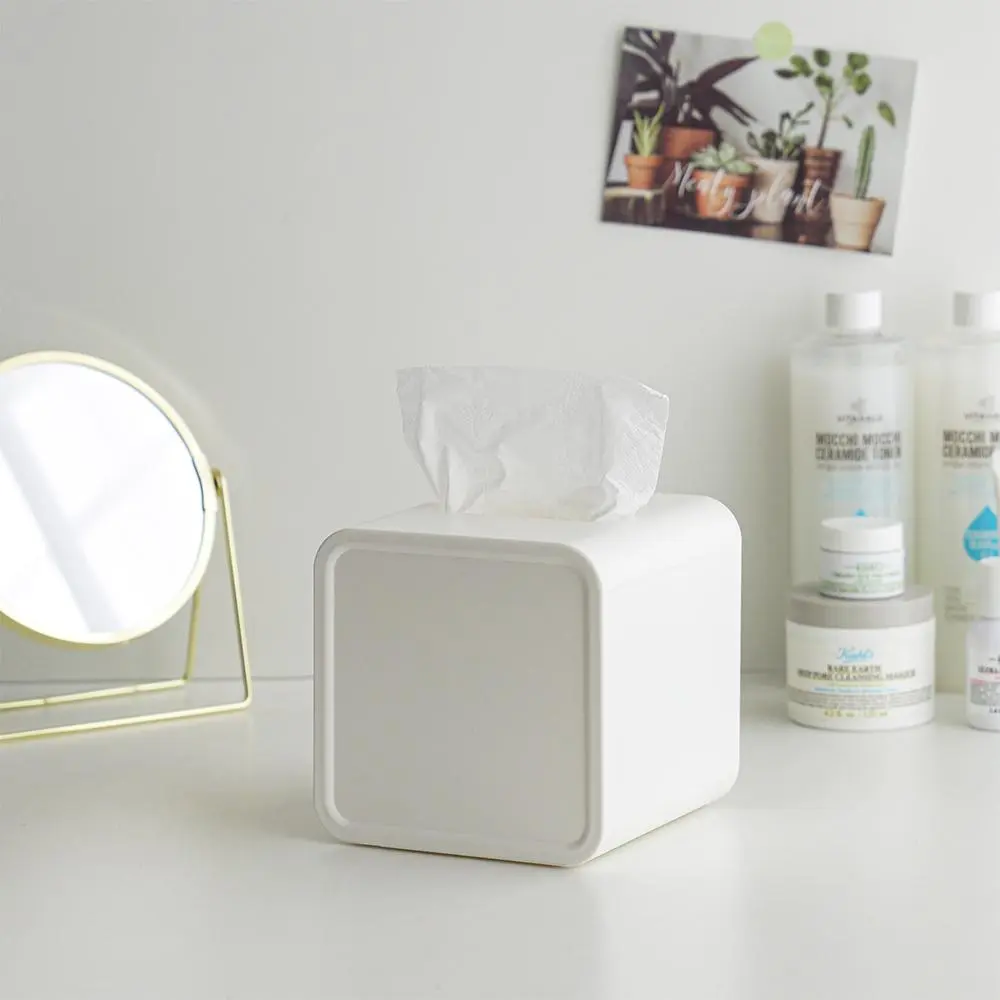 Desktop Tissue Storage Box, 1 Count Square Tissue Holder, Toilet Paper Holder, Tissue Storage Case, Napkin Container for Home Living Room & Bedroom & Bathroom