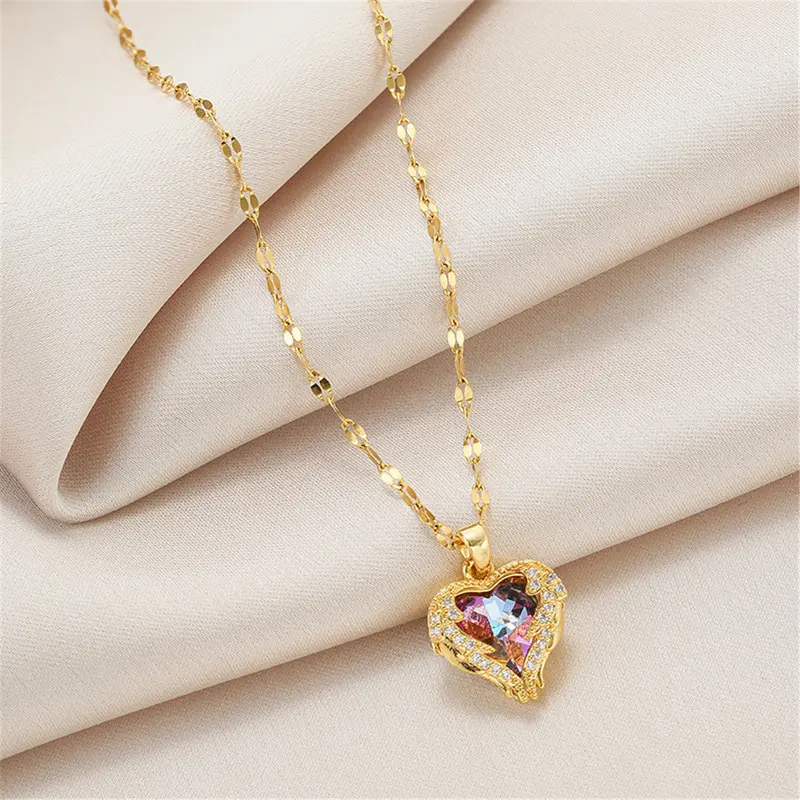 45.Kalung Titanium Wanita Model Love Ungu Anti Luntur Dan Anti Karat Simpel Elegan Korean Style Aksesoris Perempuan Harian Mewah Perhiasan Cewek Korea Terbaru choker rose gold 4