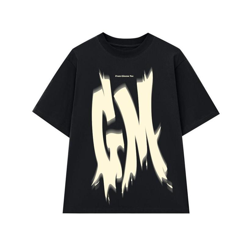 Áo Thun Ngoại Cỡ Gimme Tee, Unisex, In Chữ GM, Cotton, 270gsm, GMT36, Có Sẵn Trong S-5XL, [Thanh Toán Khi Nhận Hàng] Cổ Tròn Menswear Nam 0