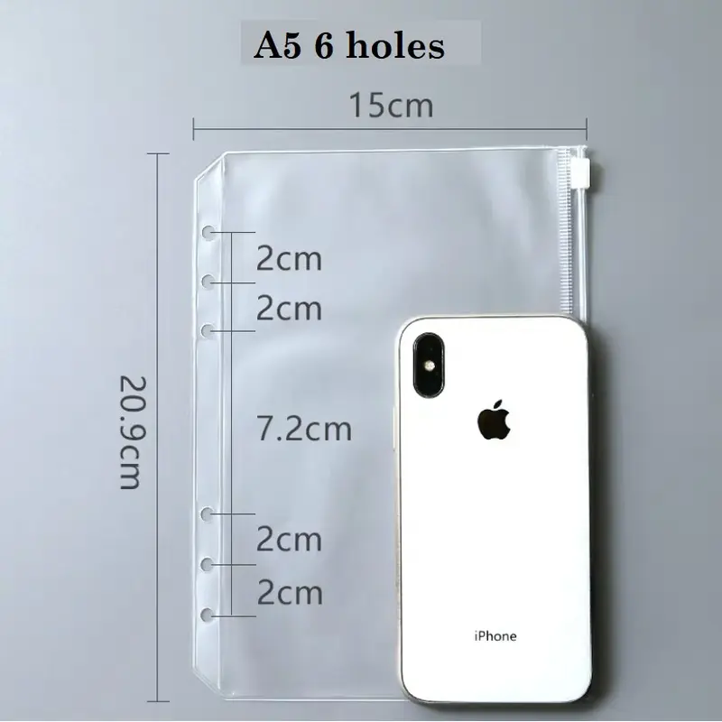 Zipper Ziplock Binder A6 / A5 6 Ring (6 LUBANG) Tempat penyimpanan uang 2