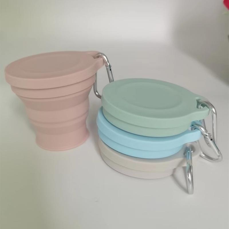 Product Introduction of Folding Cup, 180ml Capacity, Mini Size, Can Be Adjustable Cup, Made of Silicone, Portable, Suitable for Tea, Coffee, Outdoor Travel, Telescopic Water Cup with Aluminum Red Blue Outdoor Lid 10