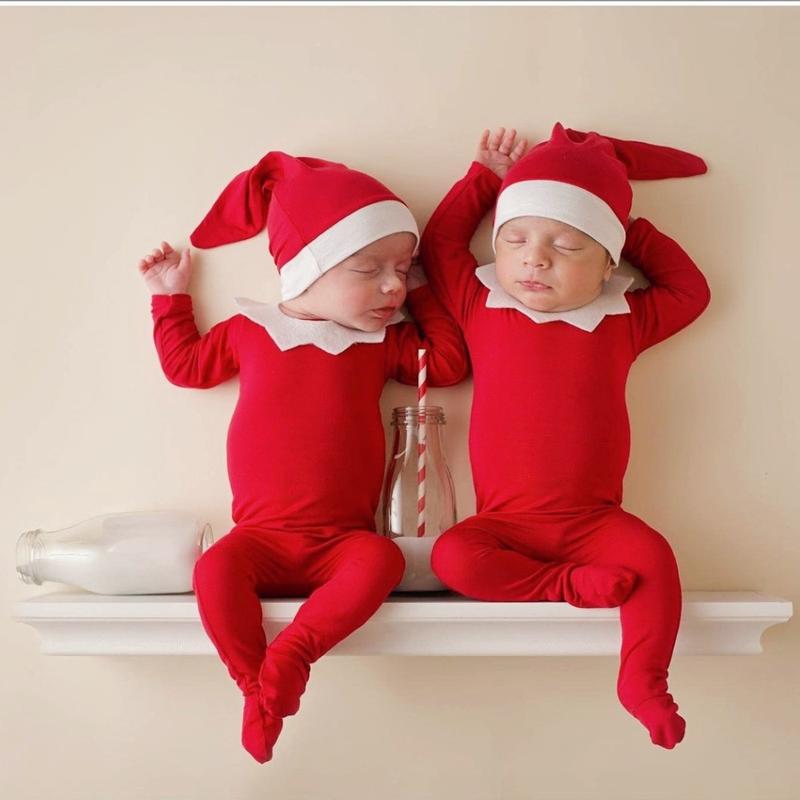 Product Introduction of Newborn birthday photo suit three-piece baby Christmas theme red 6