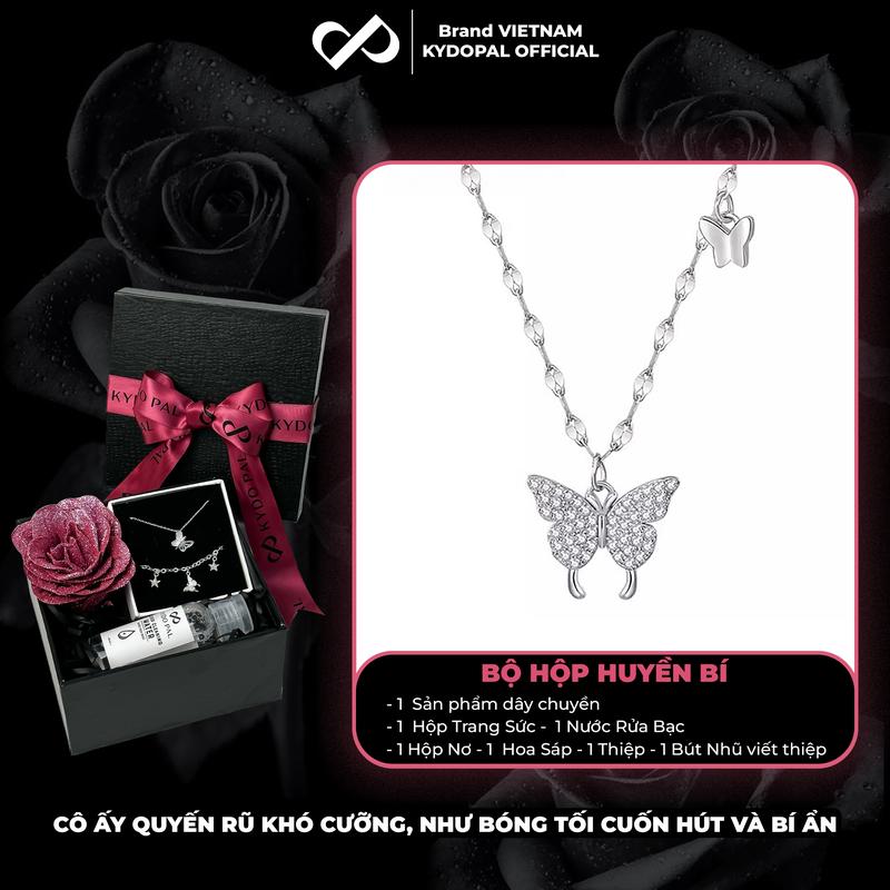 Dây chuyền bạc KYDOPAL hồ điệp đính đá trái tim cao cấp trang sức bạc nữ sang trọng 925 - PAL9B8C6