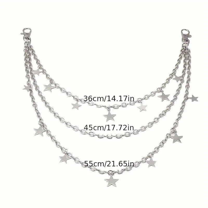 [Layered Chain Punk Star Pendant] Fashion Punk Star Pendant Layered Chain, Ideal For Skirts, Pants And Jeans, Belt Accessories, Gifts 7