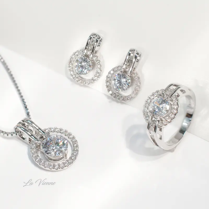 [ Beli 2 Produk Apapun Gratis 1 ] La Vienne - Farida - Set Perhiasan Kalung Cincin Anting Titanium Wanita Anti Karat Aesthetic - Perhiasan Elegan Cantik Mewah 2