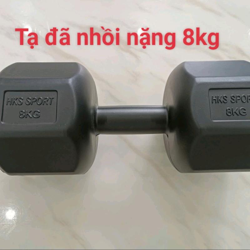 Tạ Tay Nhựa Lõi Betong Bát Giác màu đen 8kg Đã Nhồi Lõi Nặng 8kg ( Giá 1 quả)