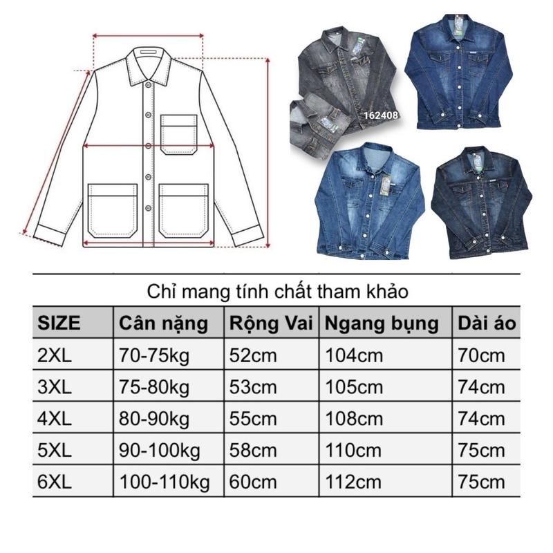 ÁO KHOÁC JEANS NAM Form TO Hàng VNXK CAO CẤP CO GIÃN 4 CHIỀU 75KG - 130KG 7