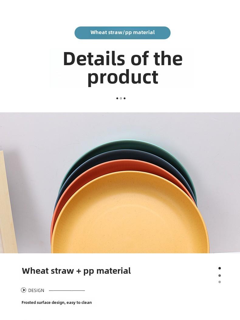 Product Introduction of Wheat Straw Soup Bowl Dish Plate Cup Set Student Household Portable Knife Fork Spoon and Chopsticks Tableware Gift Cutlery 7